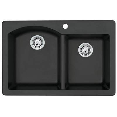 Swan Granite Drop-In Double Bowl Sink - 22'' x 33'' in Nero