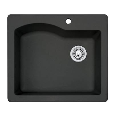 Swan Granite 22" x 25" Drop-In Single Bowl Sink in Nero