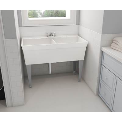 Swan MF-2F Double Bowl Laundry Tub - 24 X 46 - Veritek in White