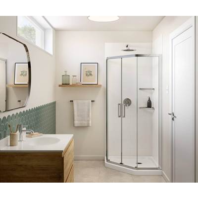 Swan SS-36NEO Swanstone Corner Shower Pan - 36 x 36 - Center Drain in Coastal Sands