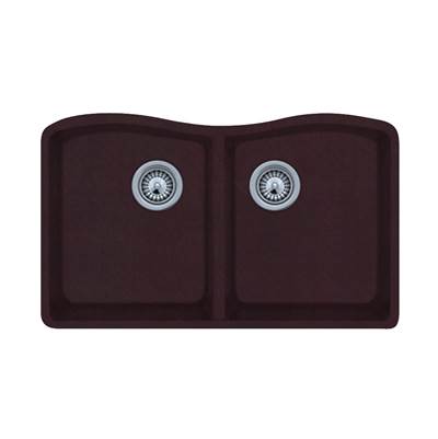 Swan Granite Undermount Kitchen Sink - 22" x 33" - Double Bowl in Espresso