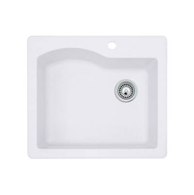 Swan Granite Drop-In Kitchen Sink - 22 x 25 - Single Bowl in Opal White