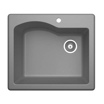 Swan Granite Drop-In Kitchen Sink - 22 x 25 - Single Bowl in Metallico