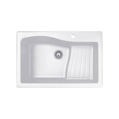 Swan Granite Drop-In Kitchen Sink - 22 x 33 - Ascend Bowl in Opal White