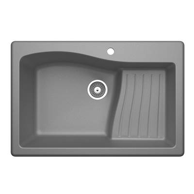 Swan Granite Drop-In Kitchen Sink - 22 x 33 - Ascend Bowl in Metallico