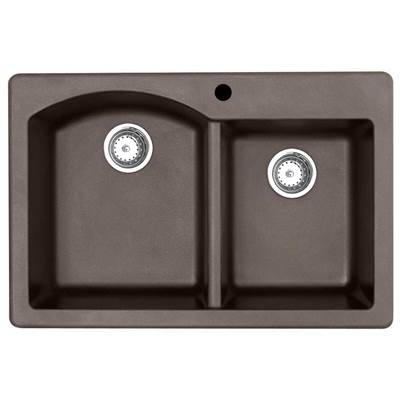 Swan Granite Drop-In Double Bowl Kitchen Sink - 22 x 33 in Espresso