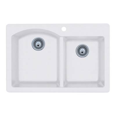 Swan Granite Drop-In Double Bowl Kitchen Sink - 22 x 33 in Opal White