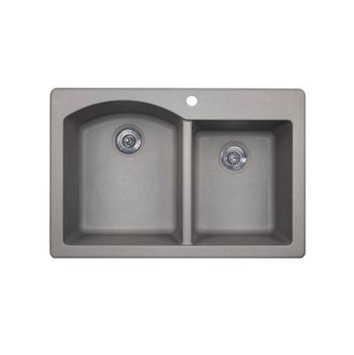 Swan Granite Drop-In Double Bowl Kitchen Sink - 22 x 33 in Metallico