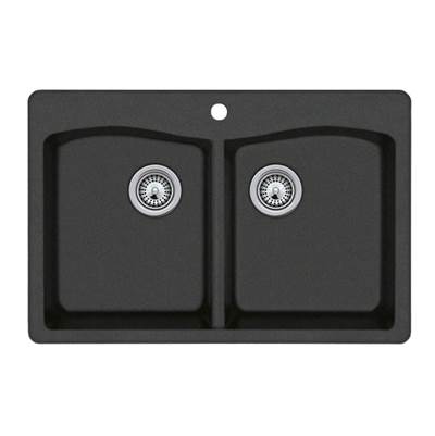 Swan Granite Drop-In Kitchen Sink - 22 x 33 - Double Bowl in Nero