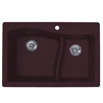 Swan Granite Drop-In Double Bowl Kitchen Sink - 22 x 33 in Espresso