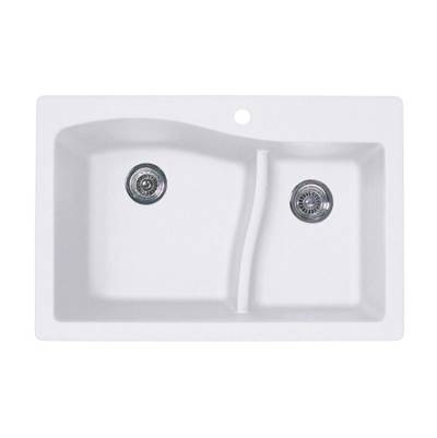 Swan Granite Drop-In Double Bowl Kitchen Sink - 22 x 33 in Opal White