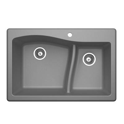 Swan Granite Drop-In Double Bowl Kitchen Sink - 22 x 33 in Metallico