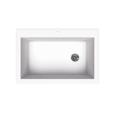 Swan Granite Drop-In Kitchen Sink - 22 x 33 - Single Bowl in Opal White