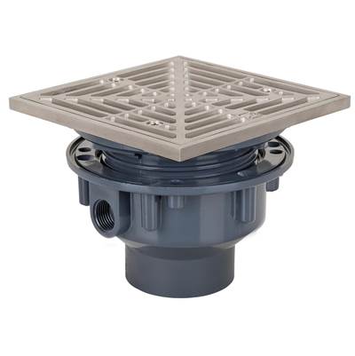 Sioux Chief 2" PVC Adjustable Floor Drain - 5" Stainless Steel - Square Grate