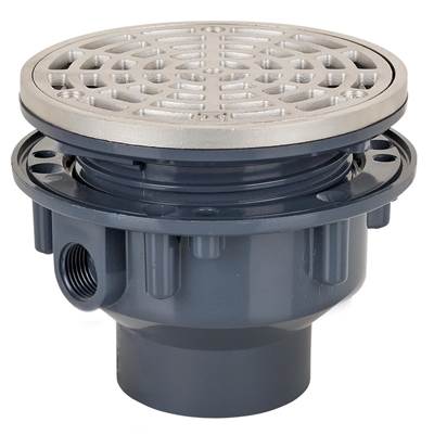 Sioux Chief 2" PVC Adjustable Floor Drain - 5" Stainless Steel - Round Grate