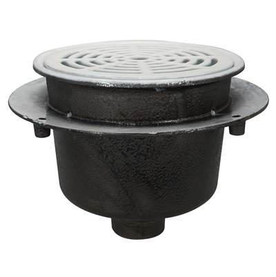 Sioux Chief Flanged Floor Sink - Round 12 x 8 - 2" Neck - Area Grate in Unfinished