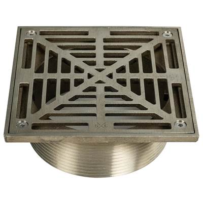 Sioux Chief Adjustable R&S Floor Drain Head - 5'' No-Hub Brass - Square