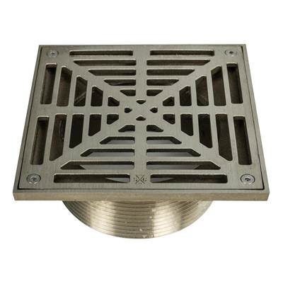 Sioux Chief Adjustable R&S Floor Drain Head - 6'' No-Hub Brass - Square