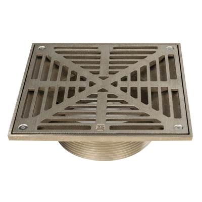 Sioux Chief Adjustable R&S Floor Drain Head - 7'' No-Hub Brass - Square