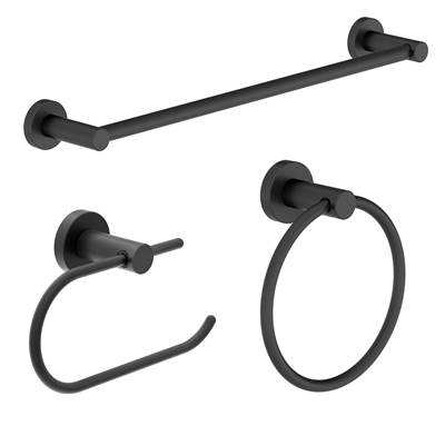 Symmons Dia 3-Piece Wall-Mounted Bathroom Hardware Set in Matte Black