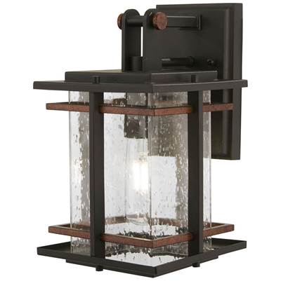 The Great Outdoors San Marcos 1-Light Outdoor Wall Lantern in Coal Antique Copper Accents