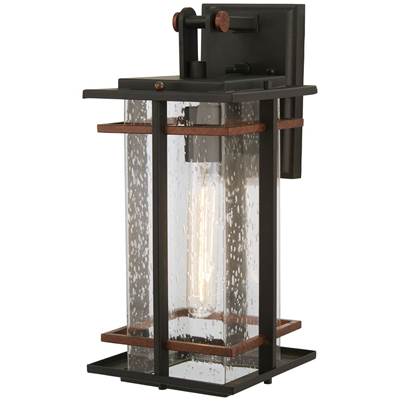 The Great Outdoors San Marcos 1-Light Outdoor Wall Lantern in Coal Antique Copper Accents