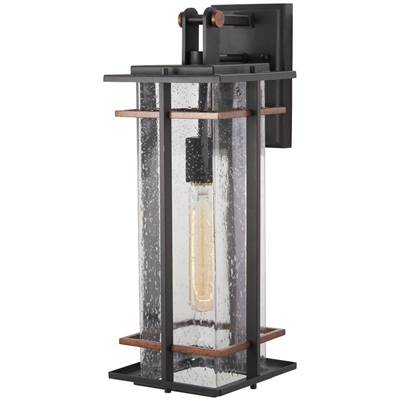 The Great Outdoors San Marcos 1-Light Outdoor Wall Lantern in Coal Antique Copper Accents