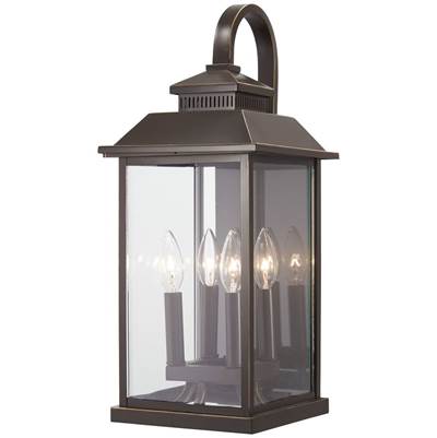 The Great Outdoors Miner's Loft 4-Light Outdoor Wall Lantern in Oil Rubbed Bronze Gold
