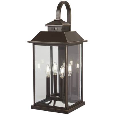 The Great Outdoors Miner's Loft 4-Light Outdoor Wall Lantern in Oil Rubbed Bronze Gold