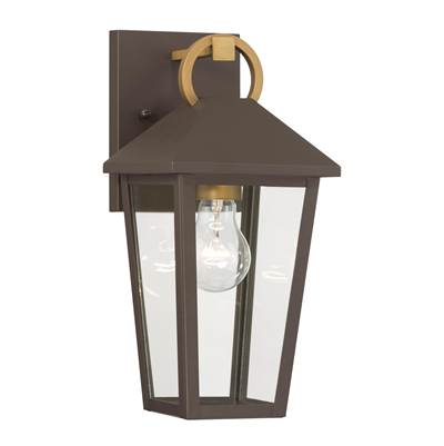 The Great Outdoors Bayra 1-Light Outdoor Lantern - 13'' High in Painted Legacy Brass