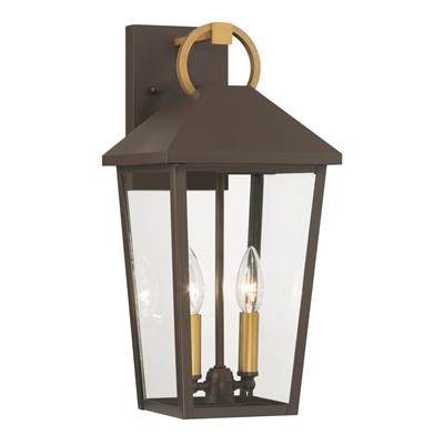 The Great Outdoors Bayra 2-Light Outdoor Lantern - 17'' High in Painted Legacy Brass