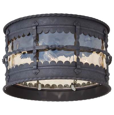The Great Outdoors Mallorca Flush Mount - 3 Light in Spanish Iron