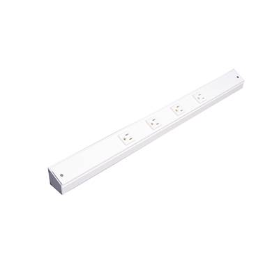 Task Lighting 12'' APT Series Slim Angle Power Strip - 2 Receptacles - Right Entry in White