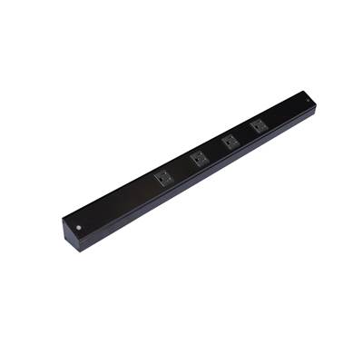Task Lighting 12'' APT Series Slim Angle Power Strip - 2 Receptacles - Left Entry in Black