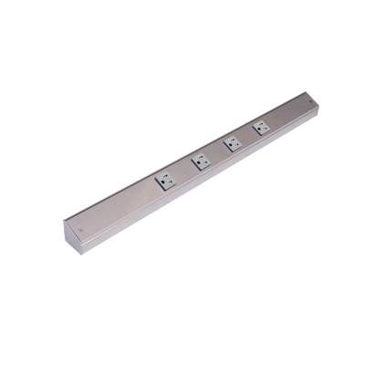 Task Lighting 12'' APT Series Slim Angle Power Strip - 2 Receptacles - Left Entry in Satin Nickel