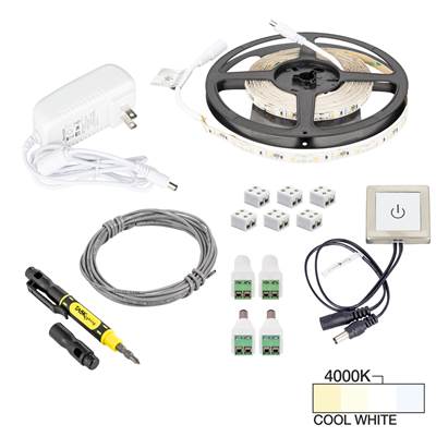 Task Lighting Radiance Touch Dimmer Tape Light Kit - 16 Ft - 120 Lumens/Ft - 4000K Cool White