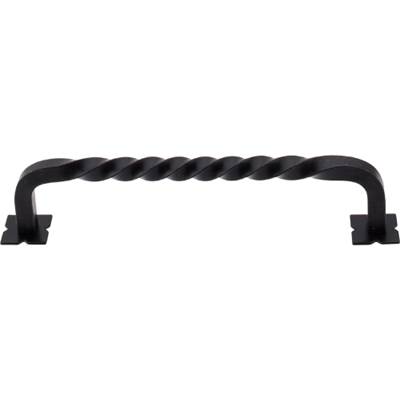 Top Knobs Normandy Square Twist D Pull - 6" - With Backplates in Patina Black