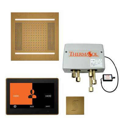 ThermaSol The Total Wellness Hydrovive14 Package - 10'' ThermaTouch Square Control in Antique Brass