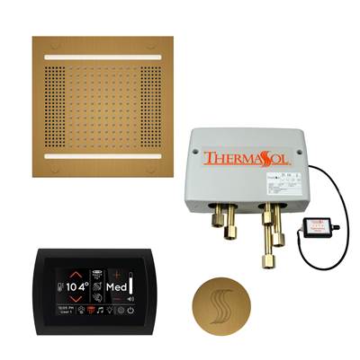 ThermaSol Total Wellness Hydrovive14 Steam Shower Package - SignaTouch Control - Round Mount in Antique Brass