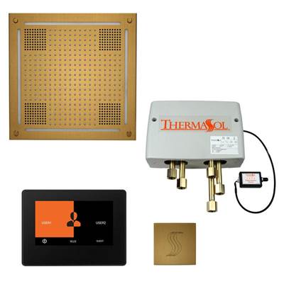 ThermaSol Total Wellness Hydrovive - 7" ThermaTouch Control - Square Mount in Antique Brass