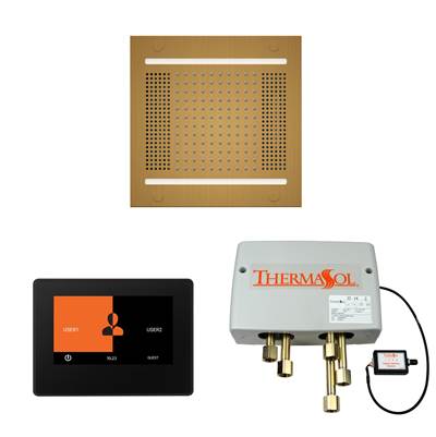 ThermaSol The Wellness Hydrovive14 Shower Package - 7'' ThermaTouch Square Control in Antique Brass