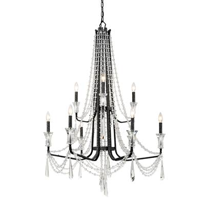Varaluz Barcelona 9-Light 2-Tier Crystal Chandelier in Onyx