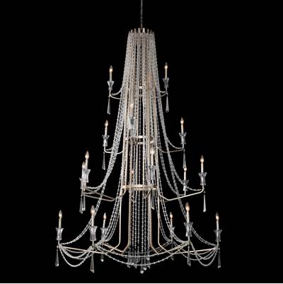 Varaluz Barcelona 18-Light 4-Tier Crystal Chandelier in Transcend Silver