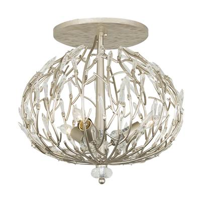 Varaluz Bask 3 Light Crystal Semi Flush in Gold Dust