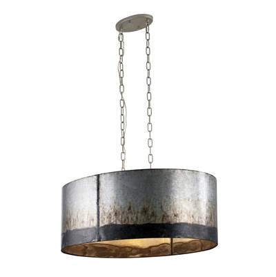 Varaluz Cannery 6-Light Oval Linear Pendant in Ombre Galvanized
