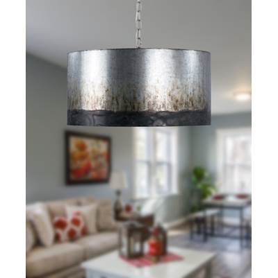Varaluz Cannery 4-Light Drum Pendant in Ombre Galvanized