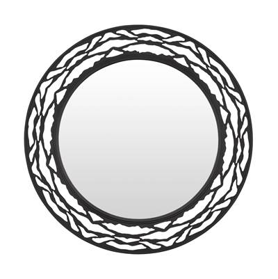 Varaluz Kato 33-in Round Mirror in Carbon