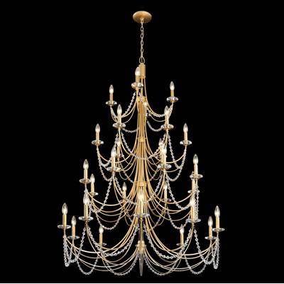 Varaluz Brentwood 28-Light 4-Tier Chandelier in French Gold