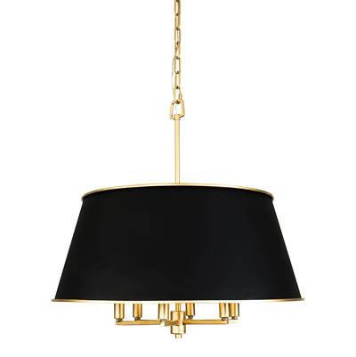 Varaluz Coco 6-Light Pendant in Matte Black French Gold