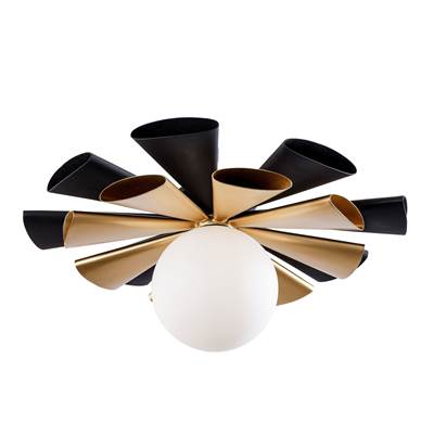 Varaluz Daphne 1-Light Convertible Flush Mount/Sconce in Matte Black French Gold